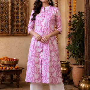Purple Embroidered Kurti with Pants